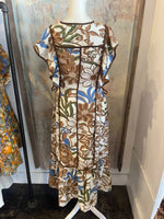 Brown Floral Side Tie Dress