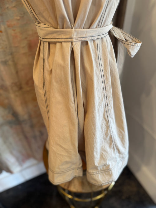 Taupe Top Stitch Shirt Dress