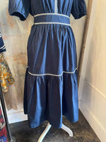 Navy Stitch Dress with Pockets