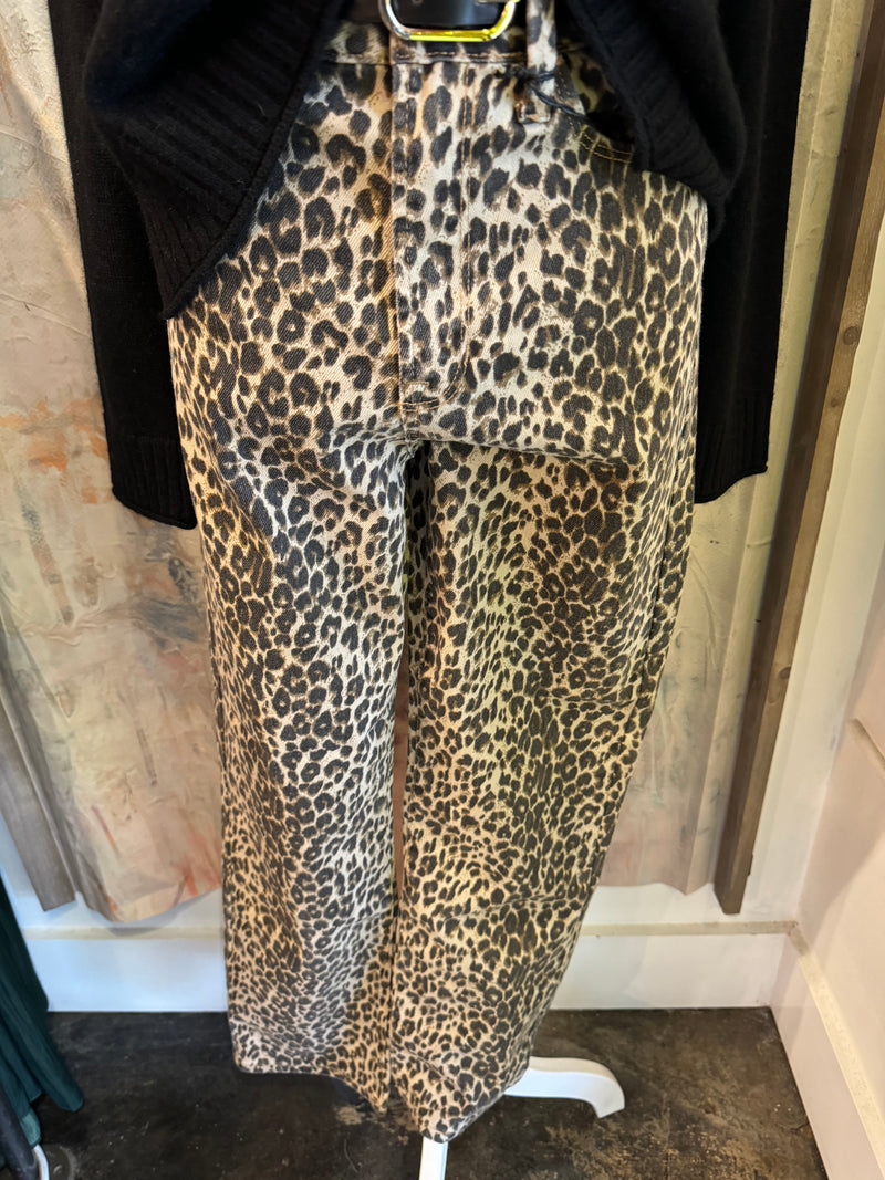 High Rise Straight Leg Leopard Print