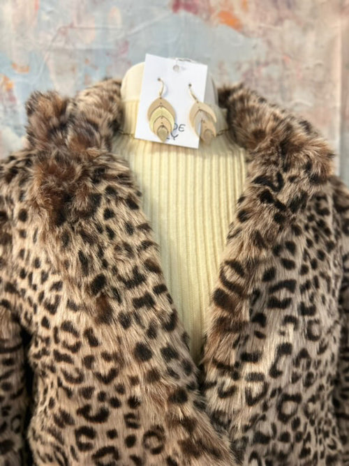 Leopard Faux Fur Woven Jacket