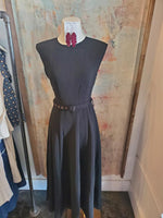 Solid Woven Midi Dress with Belt