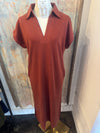Shirt Collar T Shirt Dress with Pockets