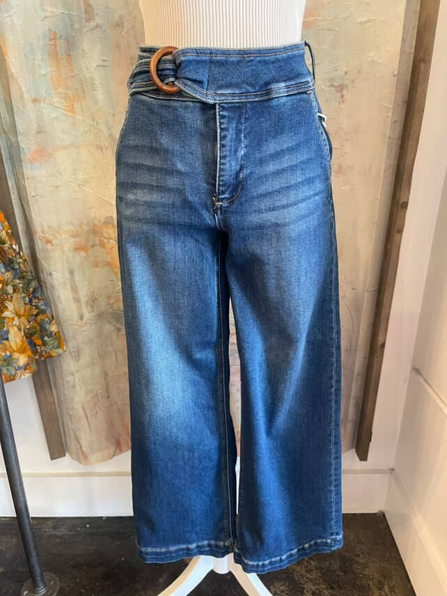 High Rise Crop Wide Jeans (dark denim)