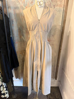 Smocked Waist Faux Leather Dress with Pockets