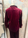 Button Down 3/4 Sleeve Velvet Blazer