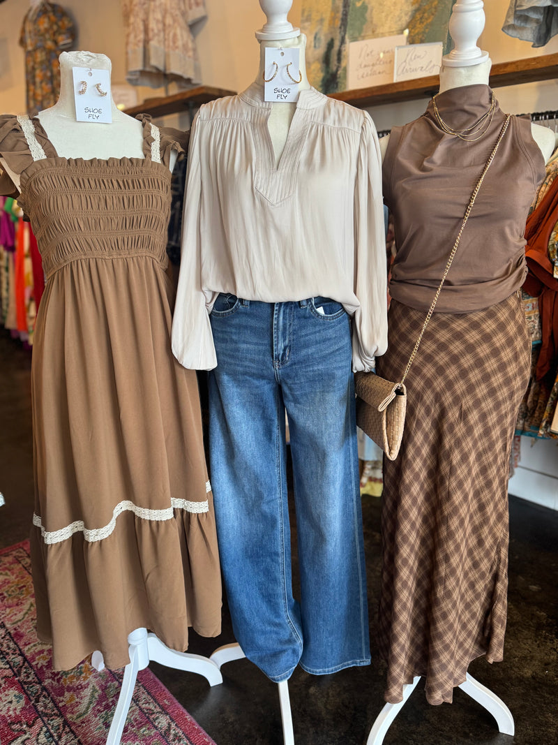 Stand Collar Puff Sleeve Blouse