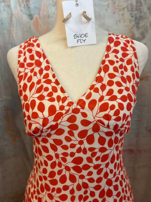 Leaf Pattern V Neck Dress