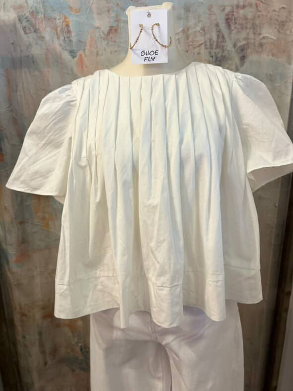 Pleated Detail Short Sleeve Blouse