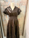 Flutter Sleeve Faux Leather Dress