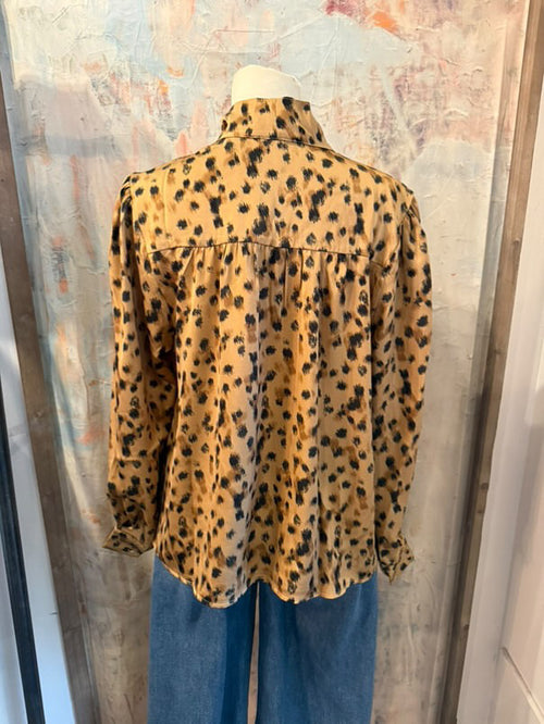 Leopard Print Tie Neck Top