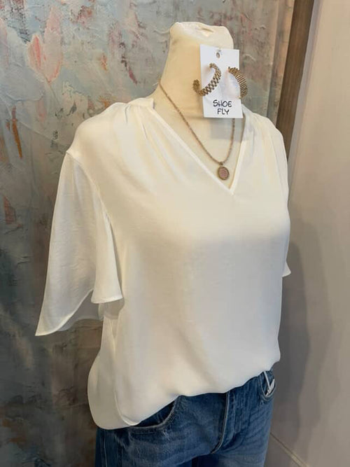 Boxy Satin Blouse with Short Sleeve