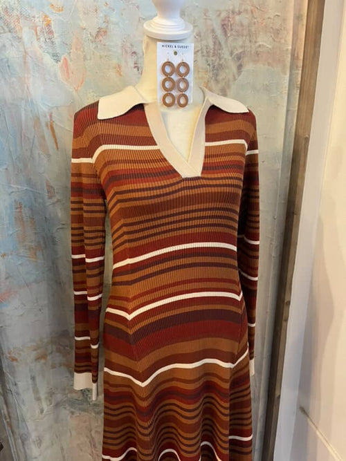 Multicolor Stripe Long Sleeve Dress