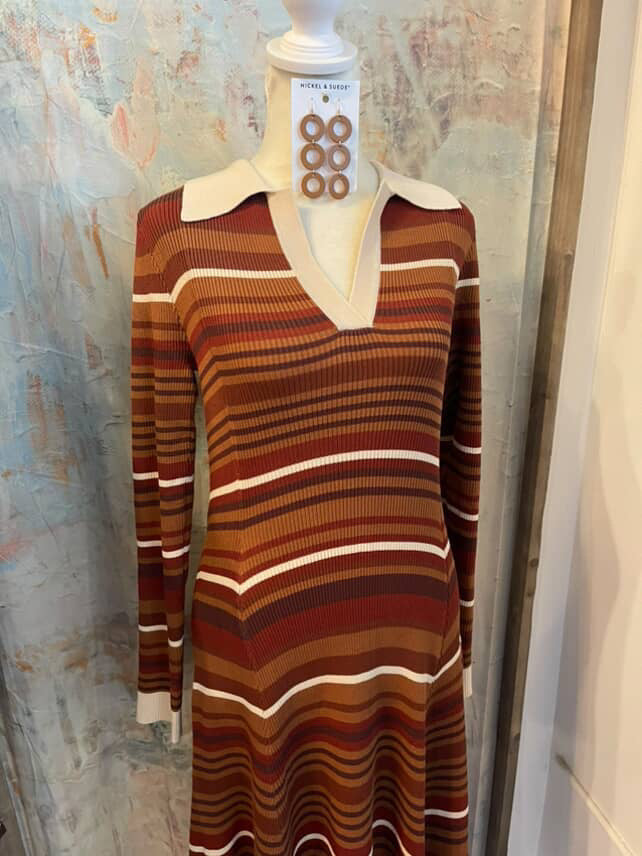 Multicolor Stripe Long Sleeve Dress
