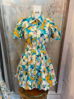 Multi Floral Zip Front Bubble Dress