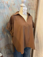 Short Sleeve Elastic Detail Top