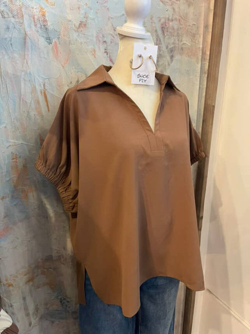 Short Sleeve Elastic Detail Top