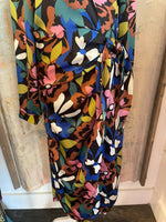 Wrap Side Tie Long Sleeve Print Dress