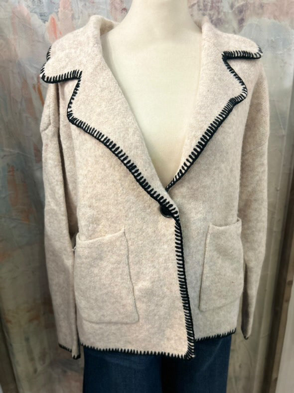 Knit Contrast Stitch Jacket