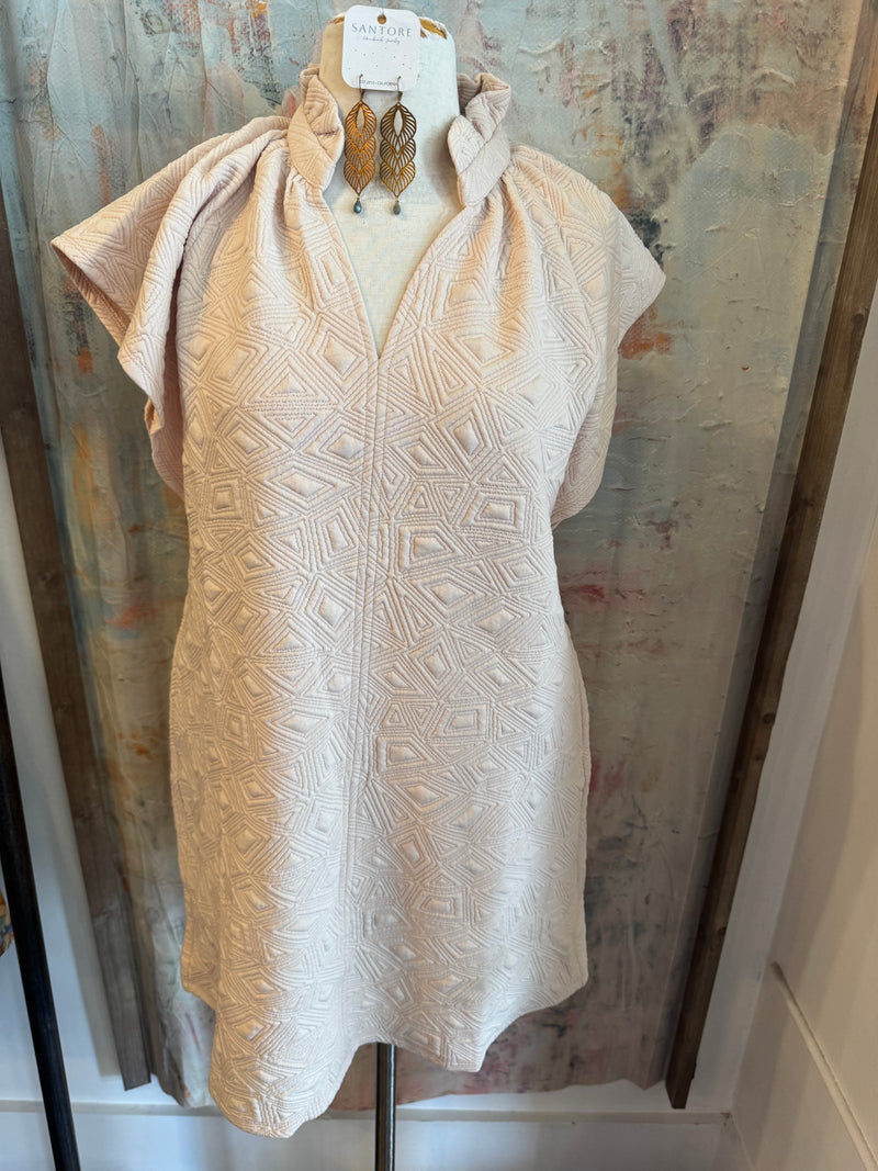 Short Sleeve Texture Dress with Pockets