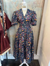 Zip Front Navy Floral Dress with Pockets