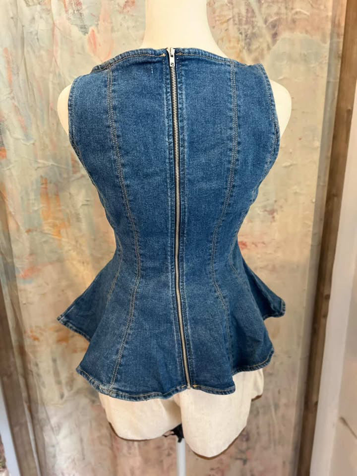 Peplum Denim Top