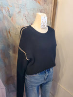 Trim Detail Rib Sweater Top