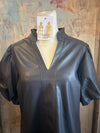 Puff Sleeve Leather Dress