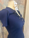 Gold Snap Button Short Sleeve Sweater Top