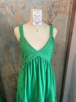 Tiered Green Maxi Dress with Pockets