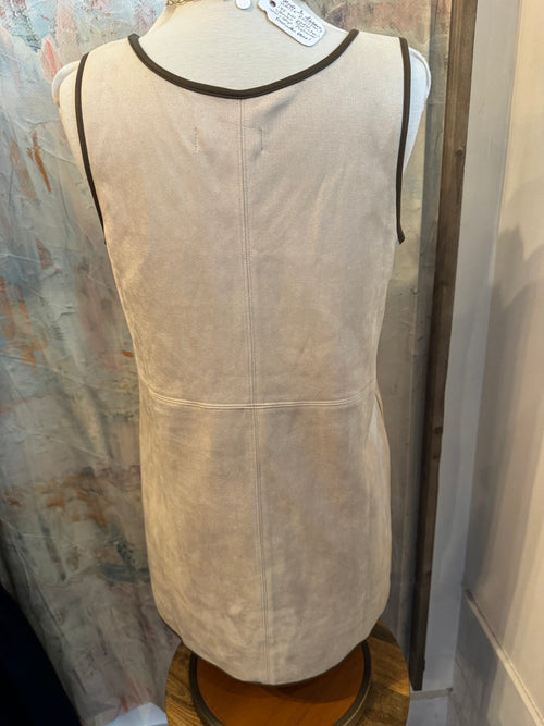 V Neck Suede Shift Dress with Pockets