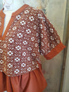 Peplum Floral Top with Detail Collar