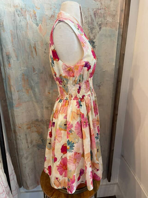Zip Front Pink Floral Dress