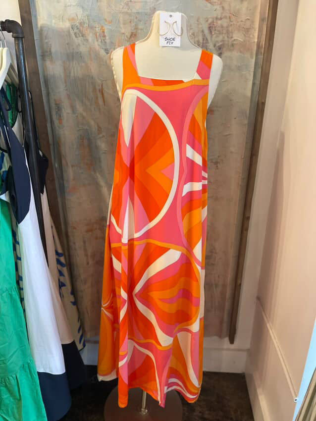 Orange Multi Midi Dress