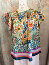 Flutter Sleeve Floral Print Top