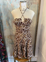 Brown Multi Halter Neck Dress
