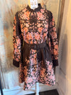 Long Sleeve Mandarin Collar Dress with Belt