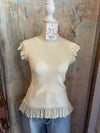 Round Neck Flutter Sleeve Sweater Top