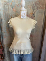 Round Neck Flutter Sleeve Sweater Top