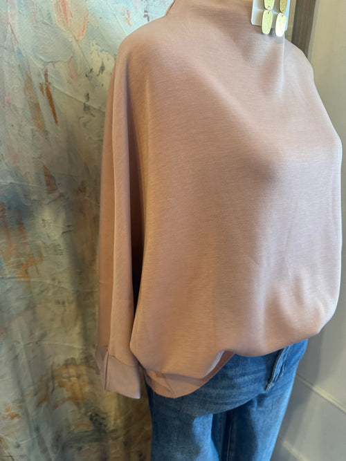 Modal Blend Mock Neck 3/4 Sleeve Top