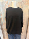 Solid Crew Neck Front Seam Knit Sweater