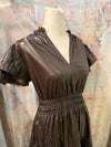 Flutter Sleeve Faux Leather Dress