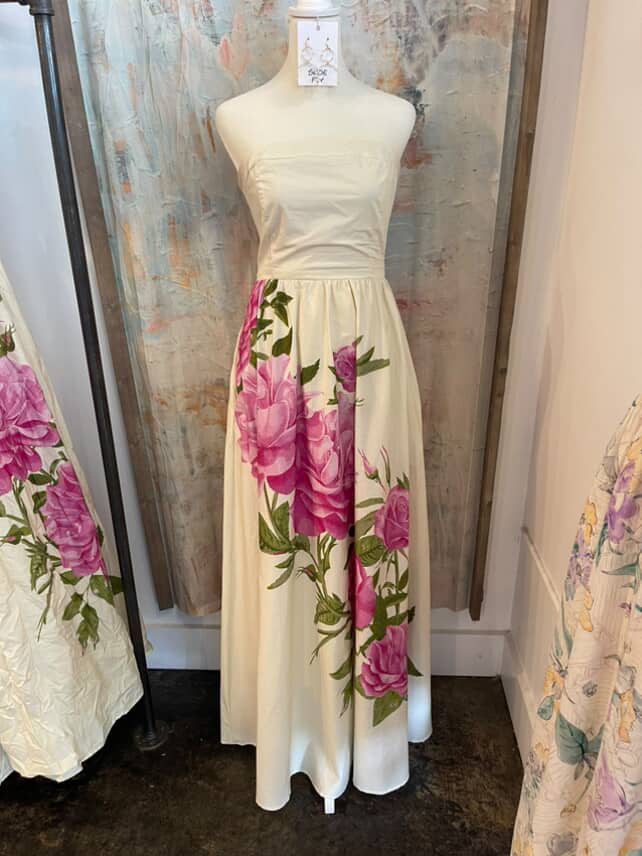 Strapless Floral Dress with Pockets