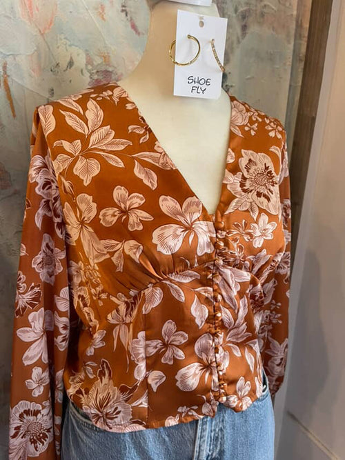 Camel Print Long Sleeve Top