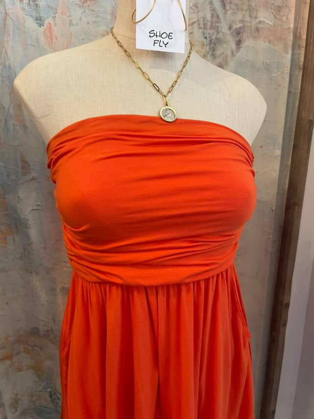 Shirring Detail Strapless Romper