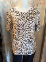 Animal Print Short Sleeve Sweater