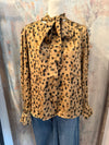 Leopard Print Tie Neck Top