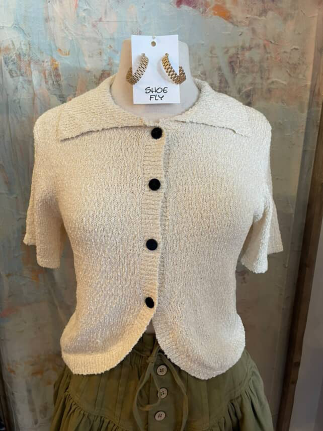 Short Sleeve Cream Cardigan