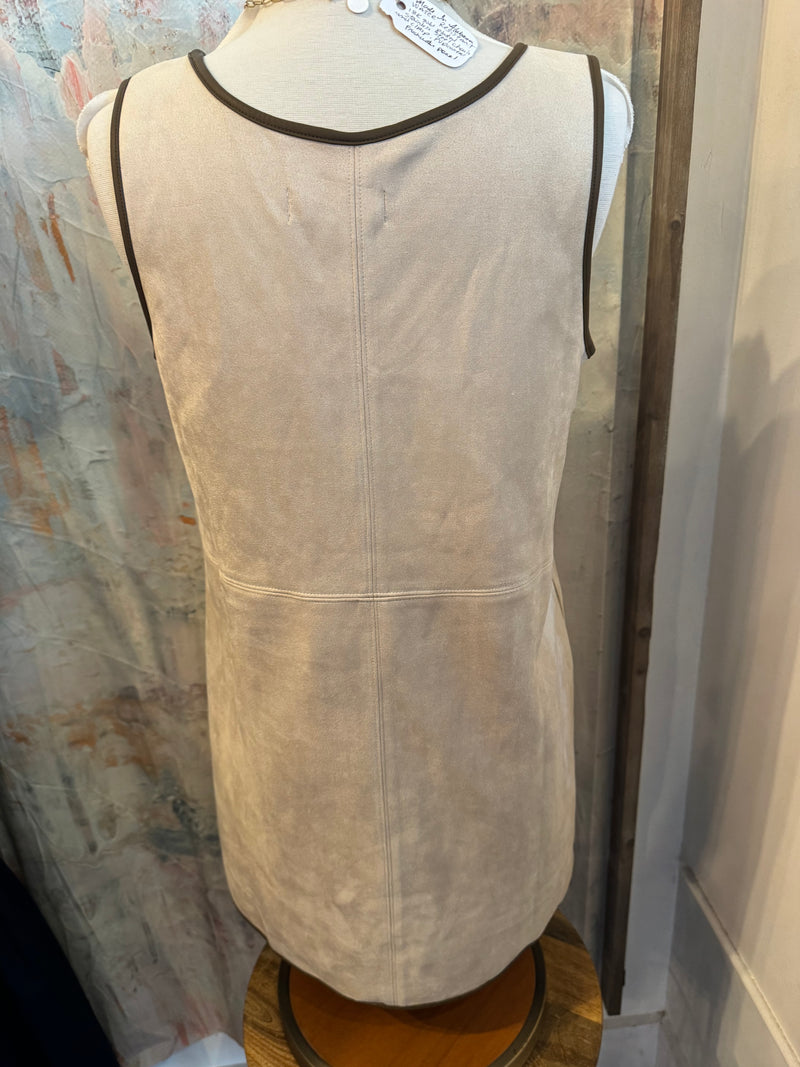 V Neck Suede Shift Dress with Pockets