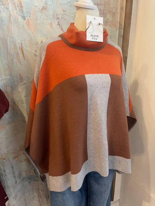 Color Block Poncho